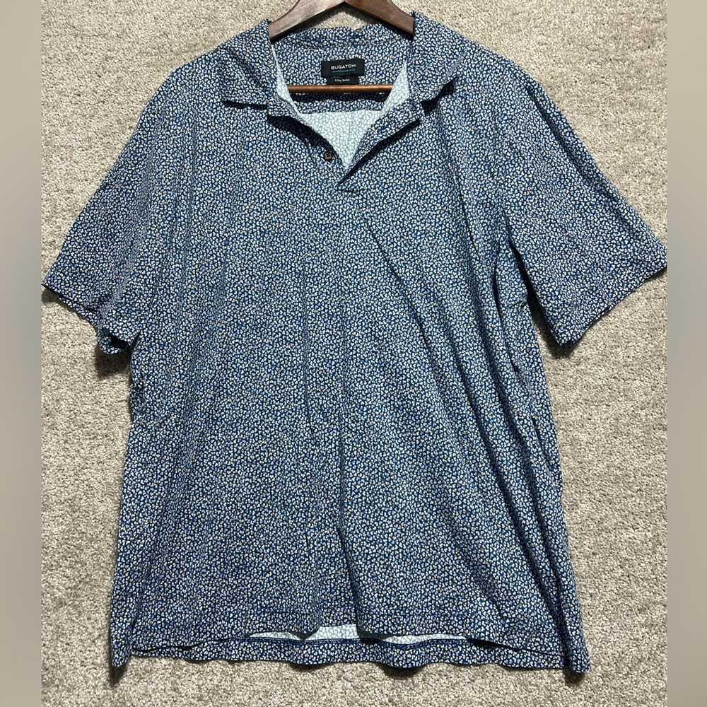 Bugatchi Men’s OoohCotton Tech Abstract 8 Way Stretch Polo Shirt Collared XL